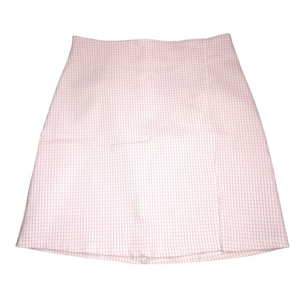 NWT Altar'd State Size Medium White/Pink Gingham Checked Print Mini Skirt - Picture 1 of 6